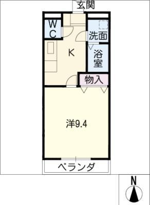 グランリヴィエールII(1K/2階)の間取り写真