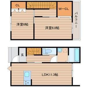 テラスハウス台原I(2LDK/1階)の間取り写真