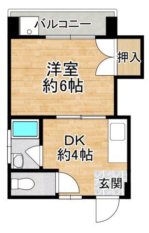 第二橋本ハイツ(1DK/4階)の間取り写真