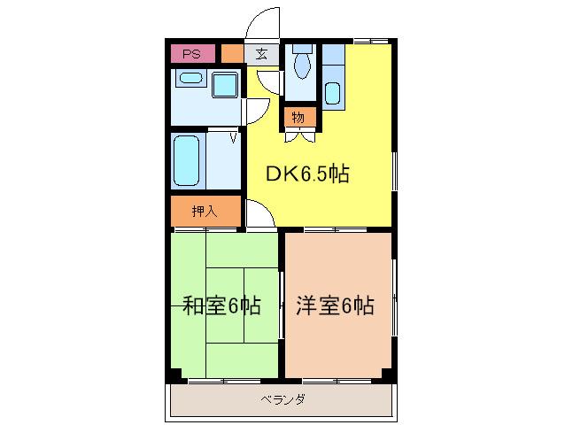 コーポ昭喜II(2DK/3階)の間取り写真