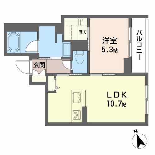 BIANCA愛宕橋(1LDK/1階)の間取り写真