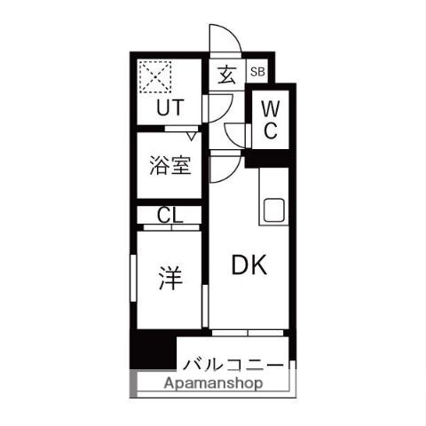 MODERN PALAZZO 大濠スクエア(1DK/11階)の間取り写真
