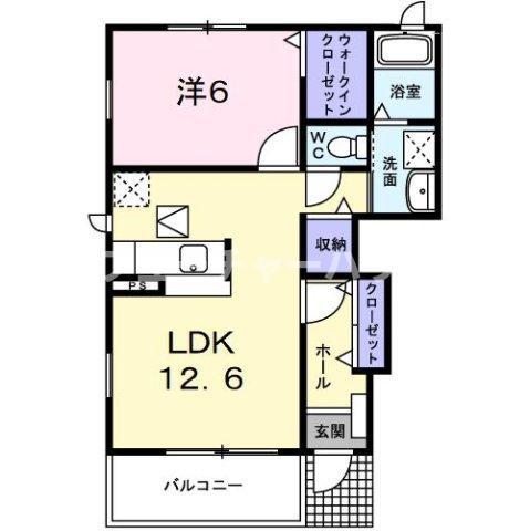 ベルアンジュI(1LDK/1階)の間取り写真