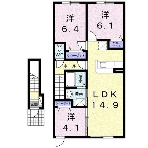 アリ・ビラ(3LDK/2階)の間取り写真