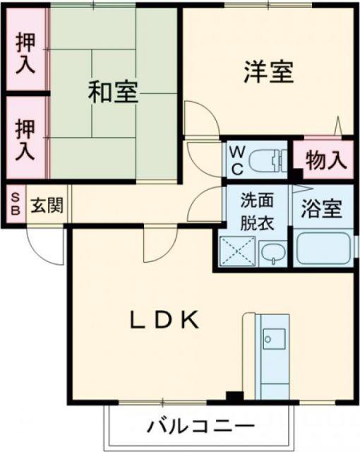 リバーサイド小林C棟(2LDK/1階)の間取り写真