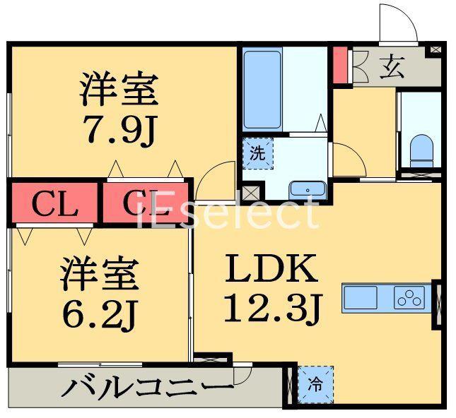 D-ROOM君塚IB(2LDK/3階)の間取り写真