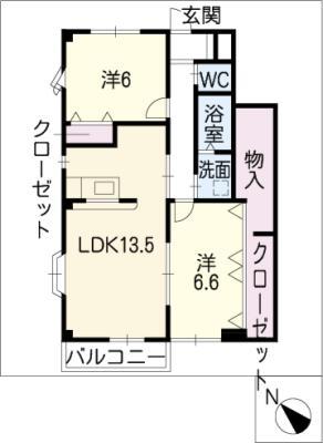 グランシャリオFUJI A(2LDK/1階)の間取り写真
