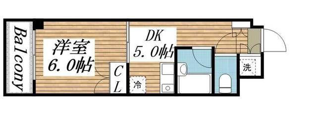 グランドゥール桜台(1DK/3階)の間取り写真
