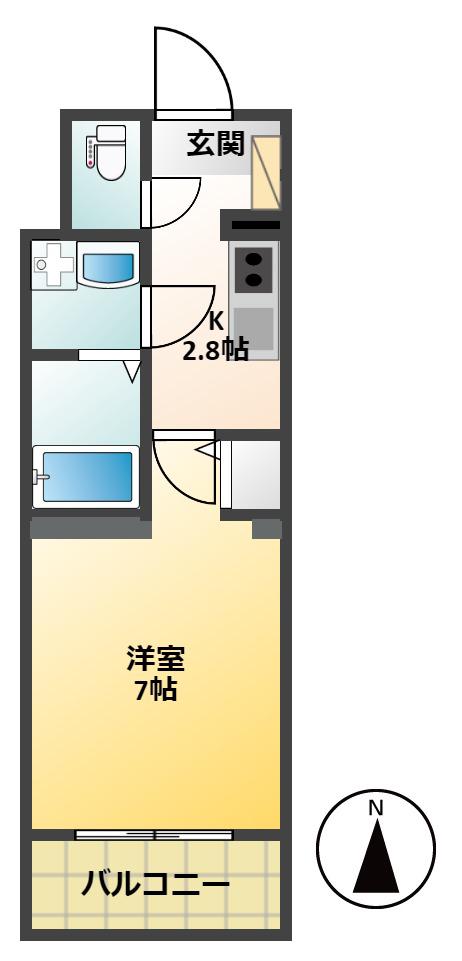 アムールペー西町(1K/5階)の間取り写真