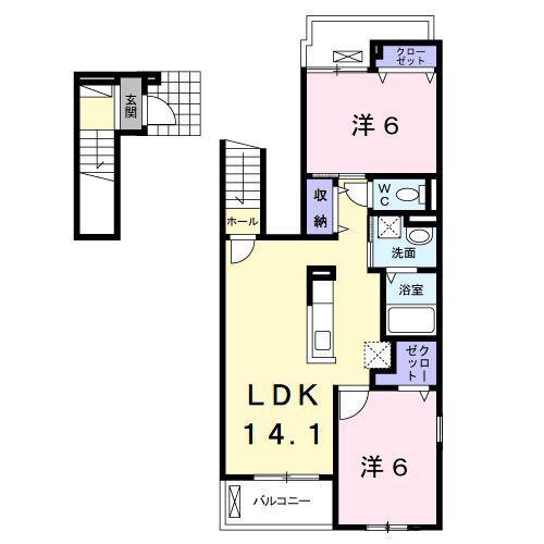 モデナポートI(2LDK/2階)の間取り写真