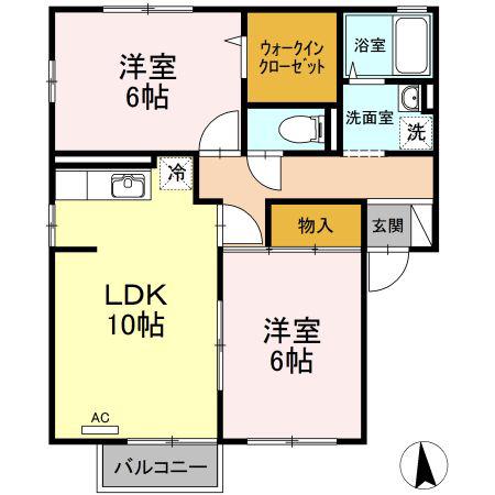 サンステージ八橋(2LDK/1階)の間取り写真