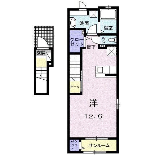 サンクロラII(ワンルーム/2階)の間取り写真