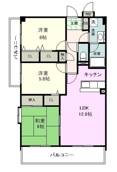 パティオ大宮(3LDK/7階)の間取り写真