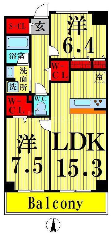 ロイヤルパークスシーサー(1SLDK/10階)の間取り写真
