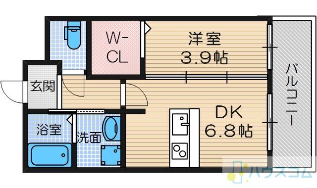 アヴェニール千里丘東(1DK/1階)の間取り写真