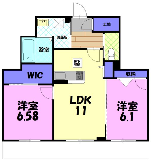 プレジオリゾート III(2LDK/1階)の間取り写真
