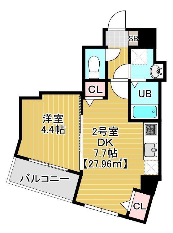 AURORO(1DK/6階)の間取り写真