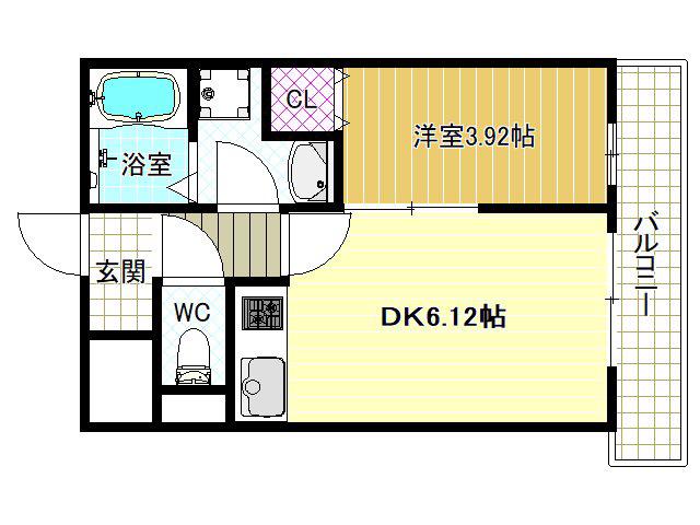 FREEDOM RESIDENCE 松原上田II(1DK/9階)の間取り写真