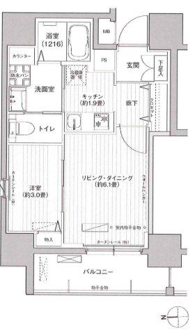 レジェンダリーガーデン赤羽 ウエストビュー(1LDK/9階)の間取り写真