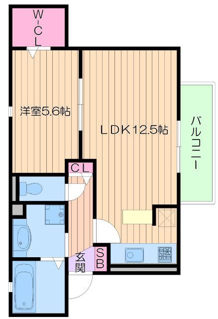 ブリックヒルズ(1LDK/2階)の間取り写真