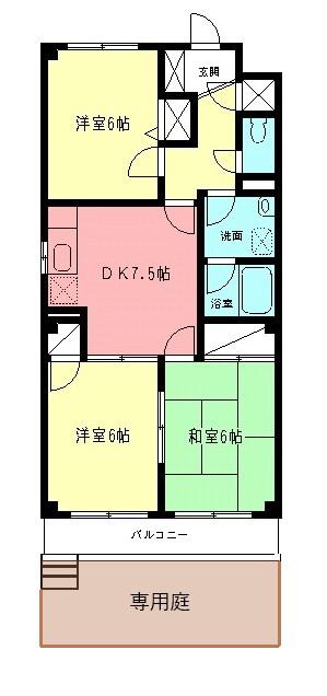 ファインファースト久地(3DK/1階)の間取り写真