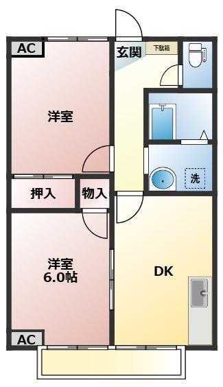 ピュアコートA(2DK/1階)の間取り写真