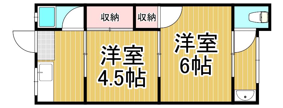 北伊丹ハウス(2K/2階)の間取り写真