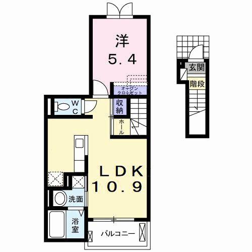 グラウクス(1LDK/2階)の間取り写真
