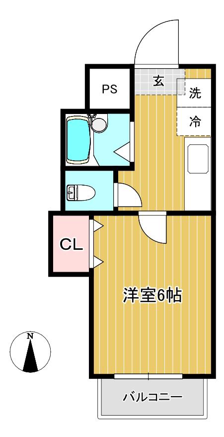 シャルマン南越谷(1K/2階)の間取り写真