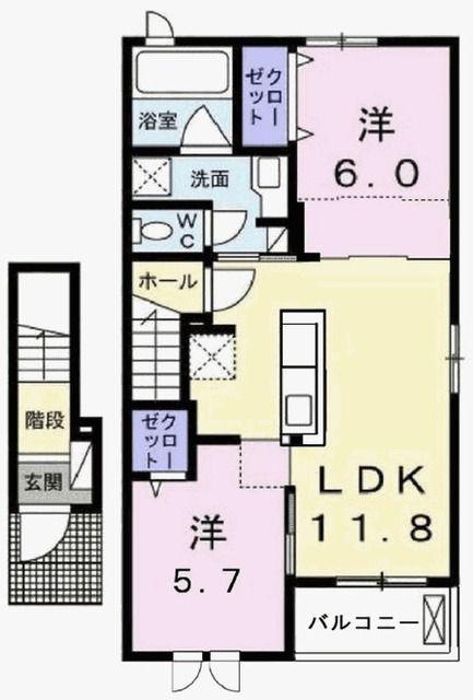 アイリスIII(2LDK/2階)の間取り写真