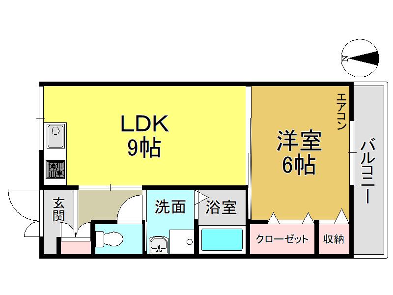 ロベリア(1LDK/2階)の間取り写真