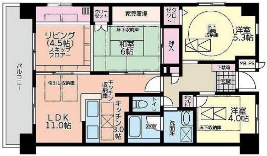 シャルマン・リーヴ(3LDK/2階)の間取り写真