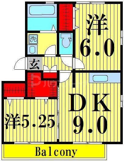 PALAIS DOR VILLA(2DK/1階)の間取り写真
