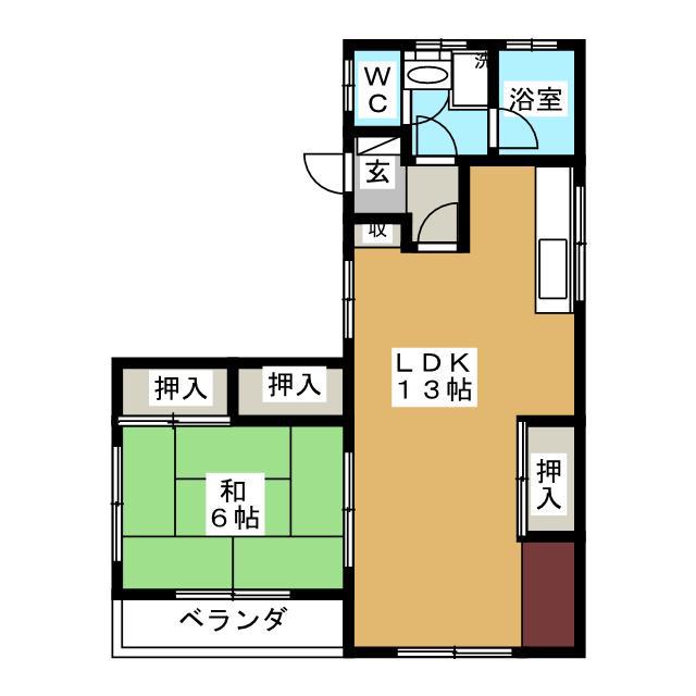 グリーンコーポラス青木島 東(1LDK/2階)の間取り写真