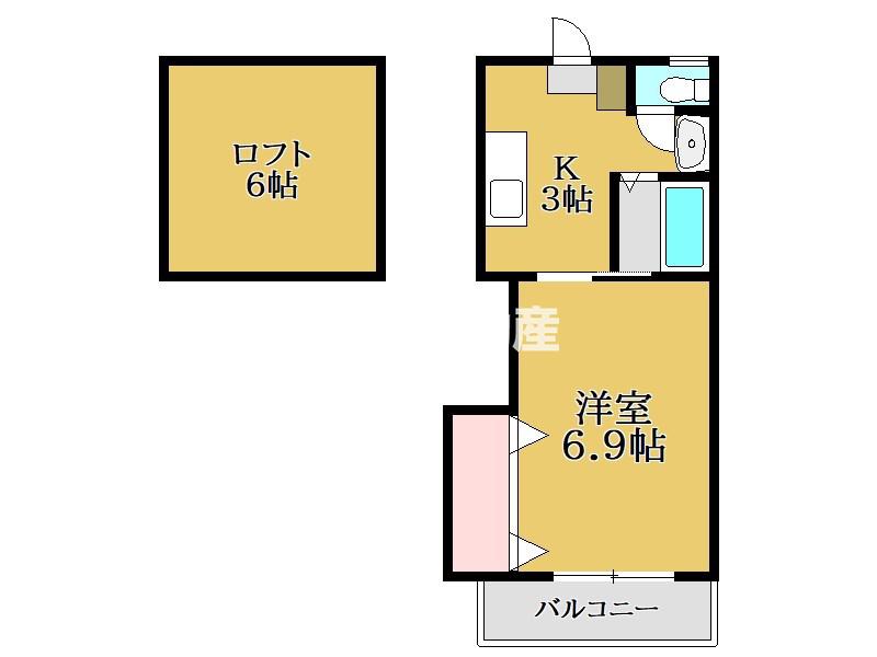 ビオス成章(1K/1階)の間取り写真