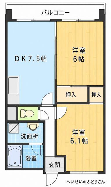 メイゾン栄(2DK/3階)の間取り写真