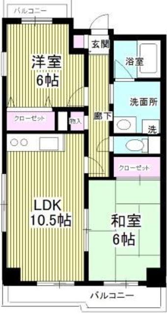 サンタパレス(2LDK/4階)の間取り写真
