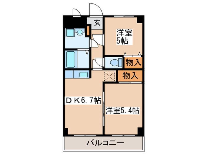 ベルデュール宮前平(2DK/4階)の間取り写真