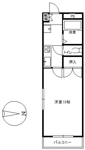 ハイクオリティーながえ(1K/4階)の間取り写真