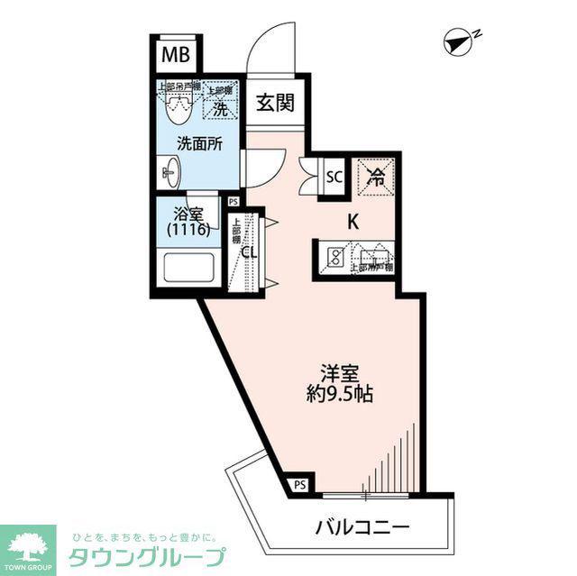プレール・ドゥーク方南町(ワンルーム/1階)の間取り写真