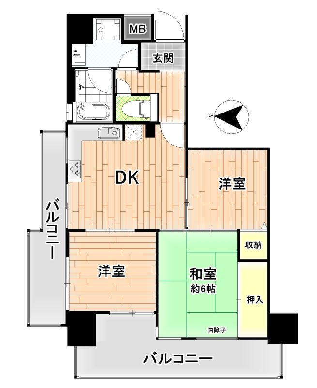 大手前セントポリア(3DK/7階)の間取り写真