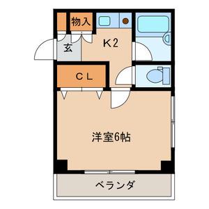 ニューウィステリア春日(1K/3階)の間取り写真