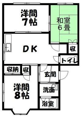 ヴィラS(3DK/1階)の間取り写真