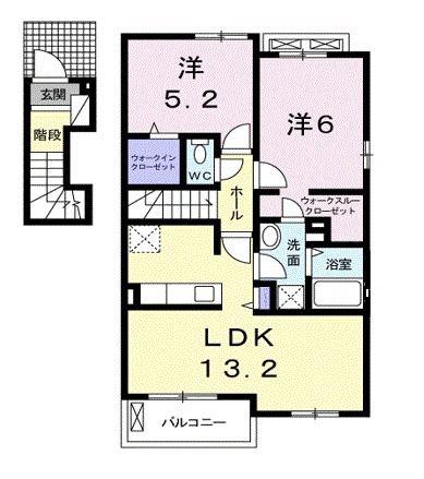 ブルーメンパルクI(2LDK/2階)の間取り写真