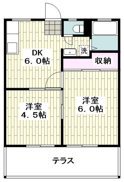 コーポ津久井II(2DK/1階)の間取り写真