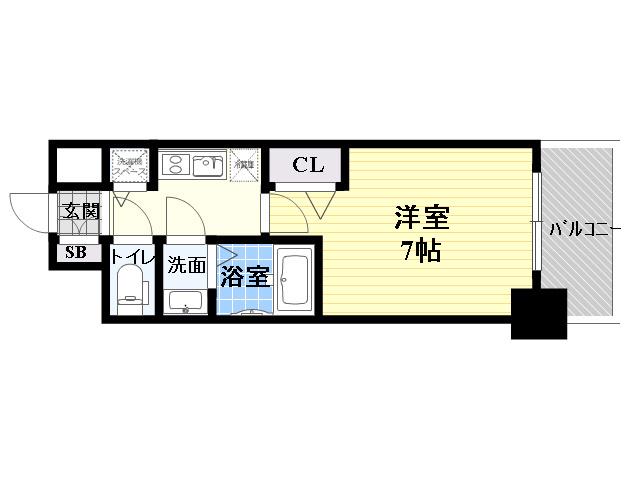 プレサンス水都OKAWA(1K/9階)の間取り写真