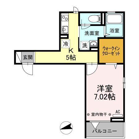エスポワール17(1K/2階)の間取り写真