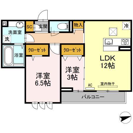 D-ROOMCV(2LDK/1階)の間取り写真