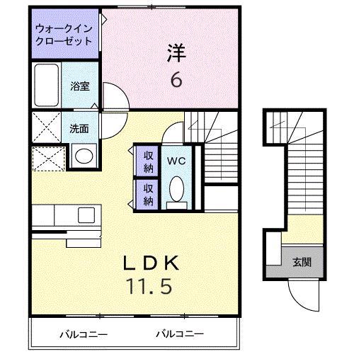 アウスレーゼI 202(1LDK/2階)の間取り写真