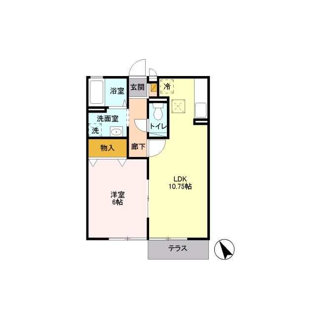 D-ROOM ハイツ・NOMURA A棟(1LDK/2階)の間取り写真